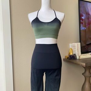 Khaki Ombre Strappy Sports Bra and High Waist Leggings Set